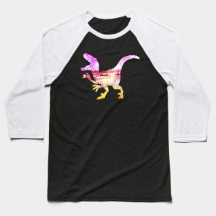 Pink & Yellow Palm Dinosaur Baseball T-Shirt